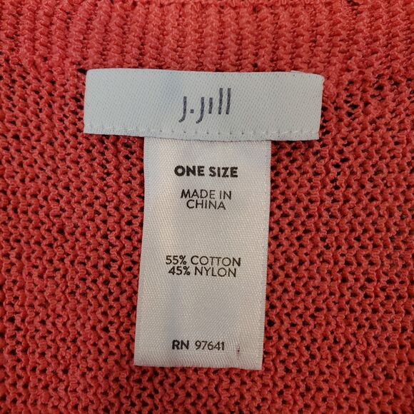 J.Jill Lightweight Knit Poncho One Size Button Beach Boho Coastal Travel Preppy - Picture 10 of 11